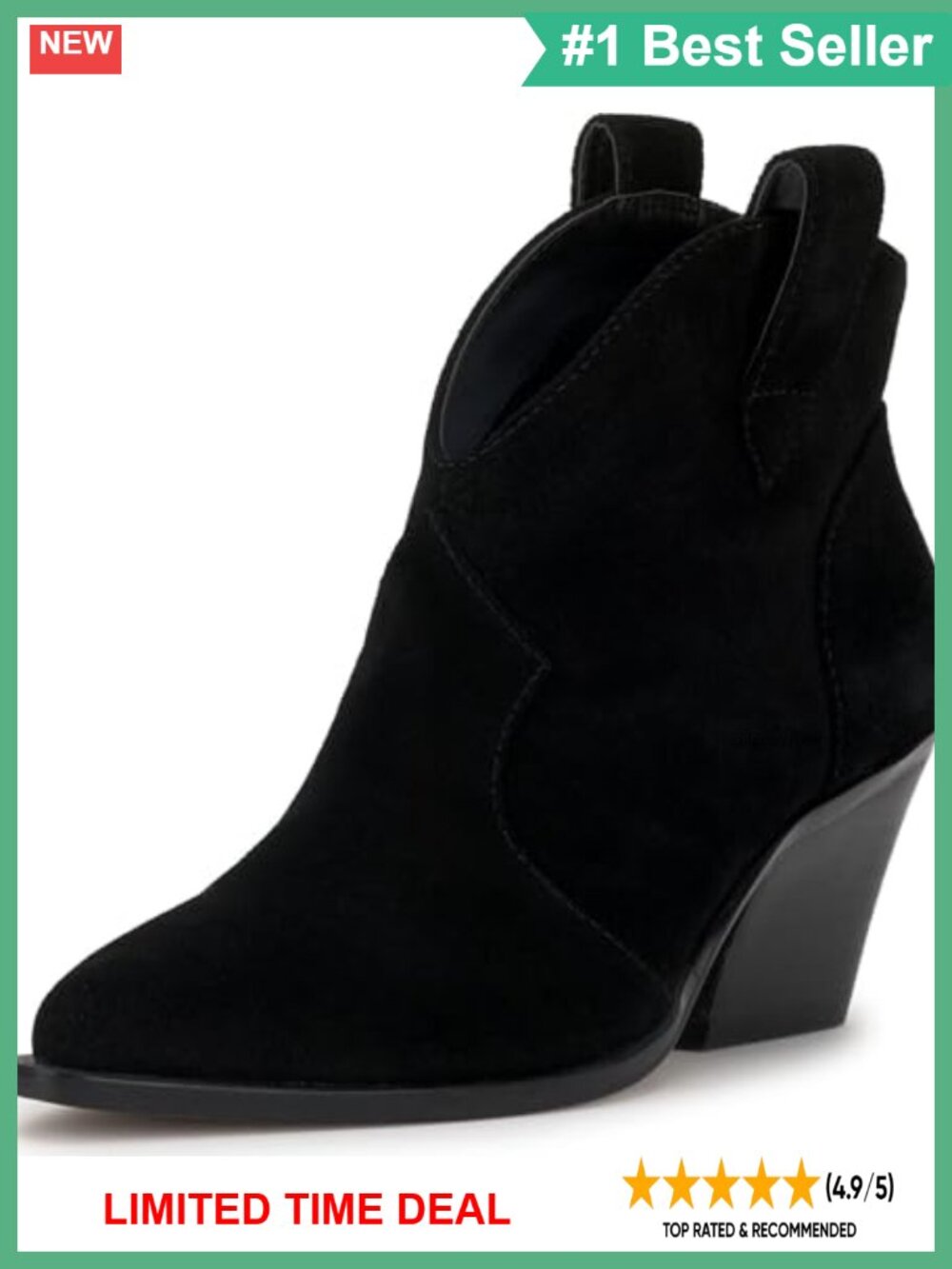 Jessica Simpson Zadie Leather Ankle Bootie Pointed Toe Stacked Heel